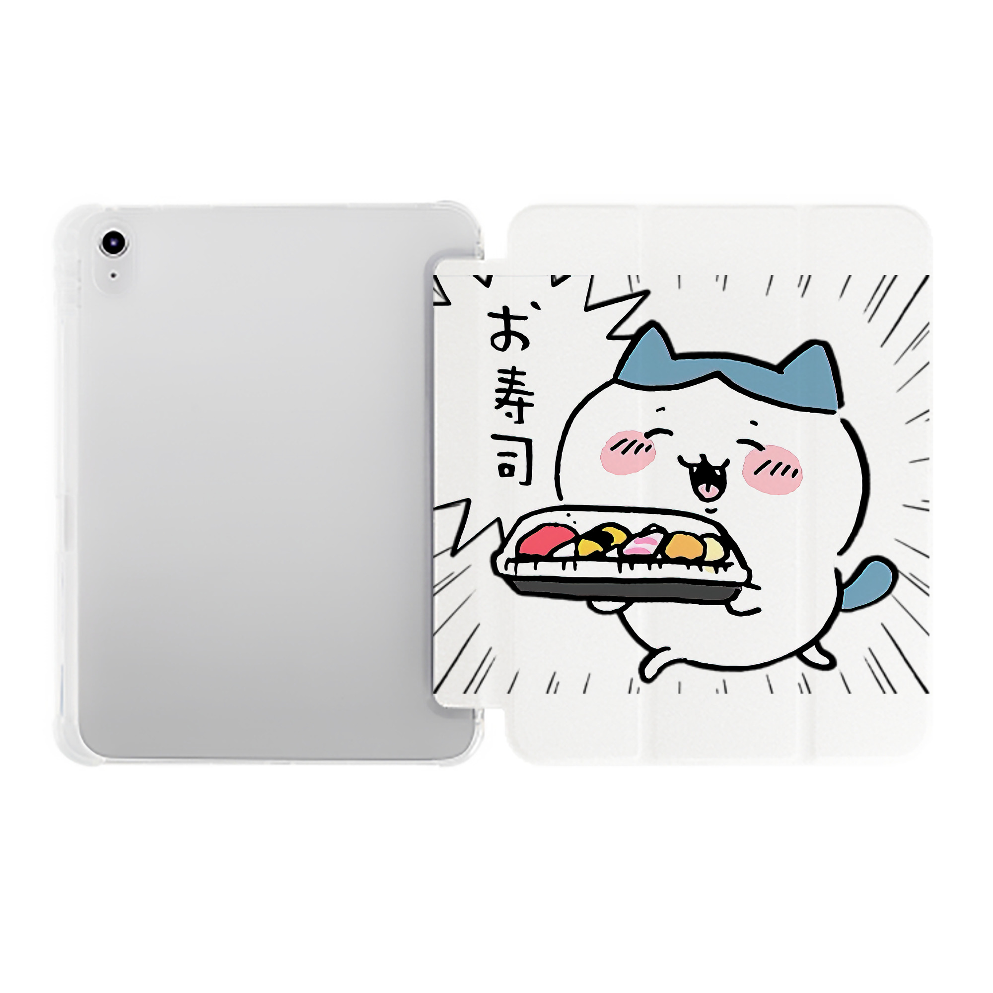 （画像用） ちいかわ ハチワレ Chii-kawa hachiware IPad ケース ペン収納付き 三つ折りスタンド PUレザー×シリコン 対応機種9.5/10.5/10.9インチ